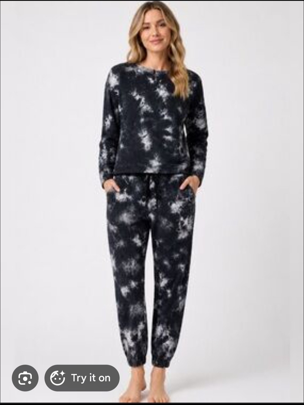 Jane And Delancey Tie-Dye Sweat Pants - Black and White Size 3X